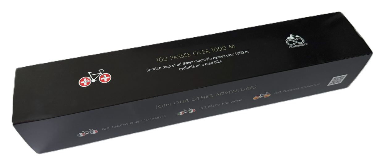 100 Passes Cycling Challenge Rubbelkarte für Radfahrer, Schweiz (Rahmen oder Box)