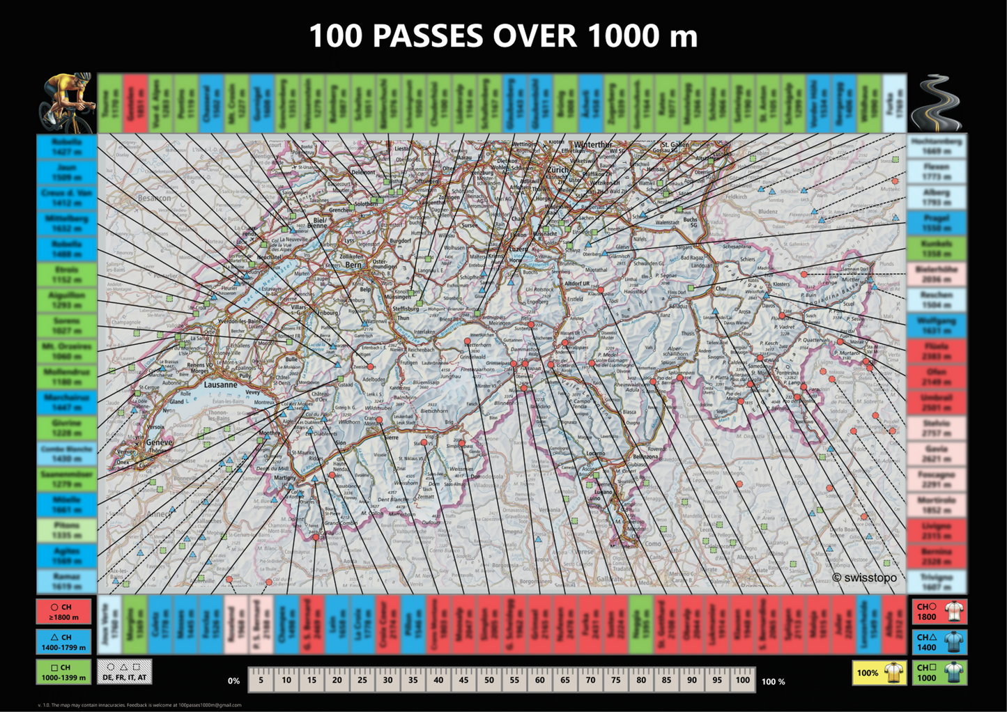 100 passes cycling scratch map