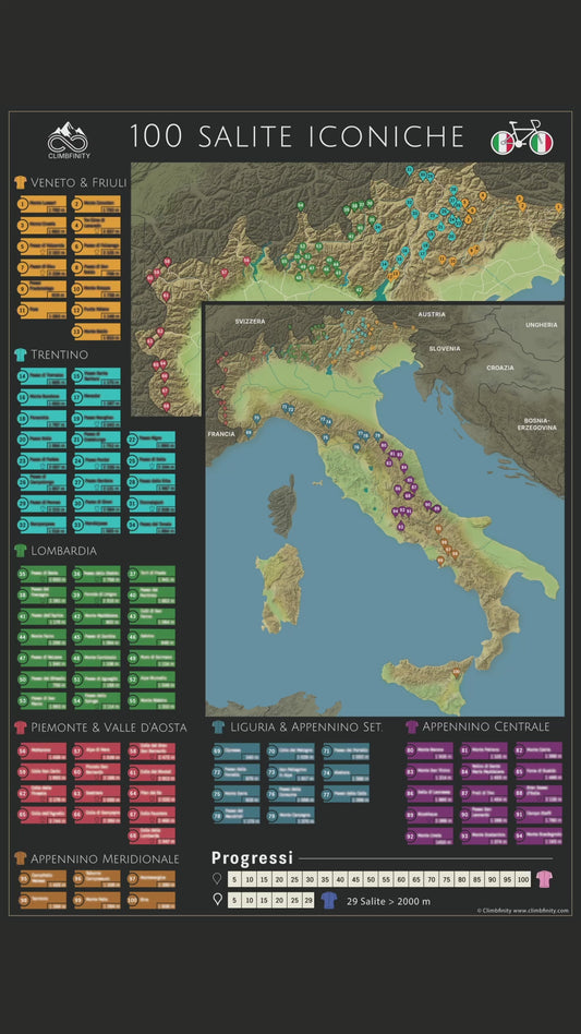 100 Salite Iconiche - Rad-Rubbelkarte Italien