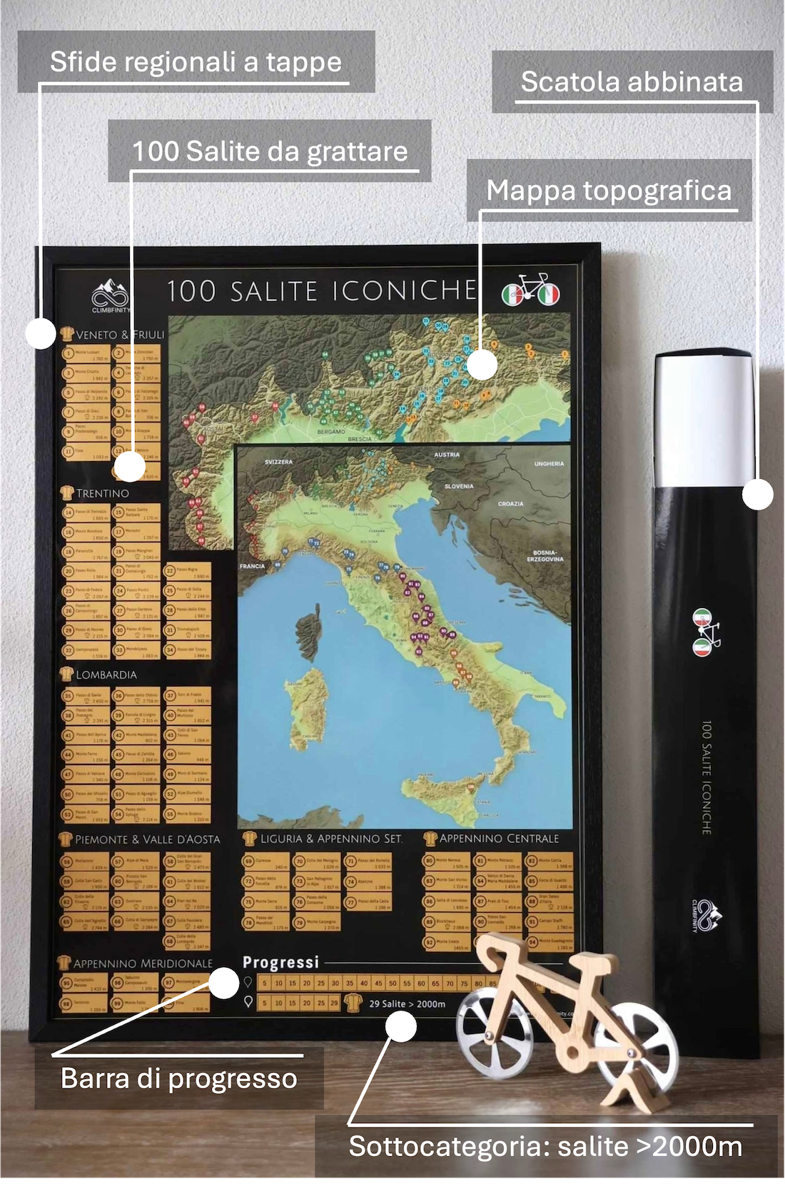 100 Salite Iconiche - Rad-Rubbelkarte Italien