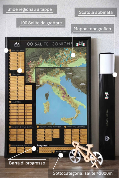 100 Salite Iconiche - Rad-Rubbelkarte Italien