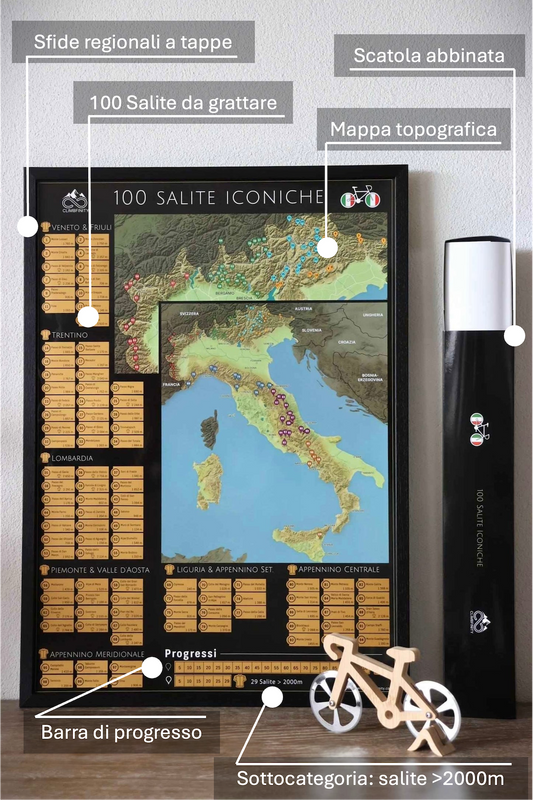 100 Salite Iconiche - Rad-Rubbelkarte Italien