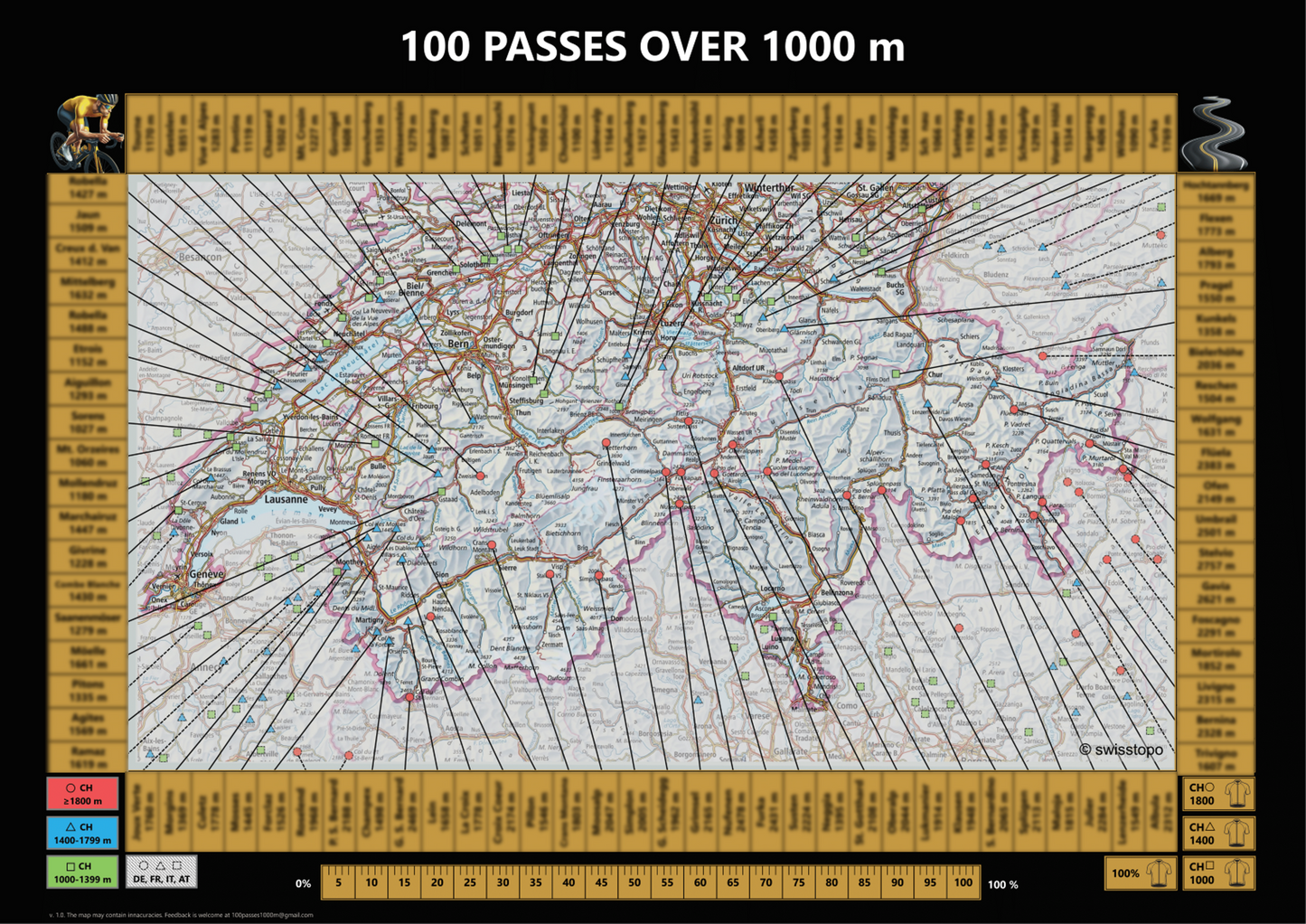 100 passes cycling scratch map